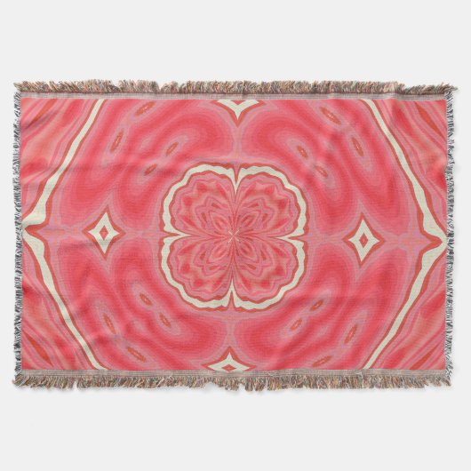 Ster Witte En Rode Klaverblad Kaleidoscoop Deken (Voorkant)