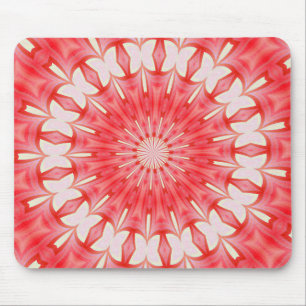 Ster Witte en Rode Vlinder Motief Mandala Muismat