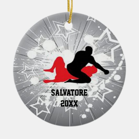 Ster Wrestlers kerstversiering Keramisch Ornament (Voorkant)