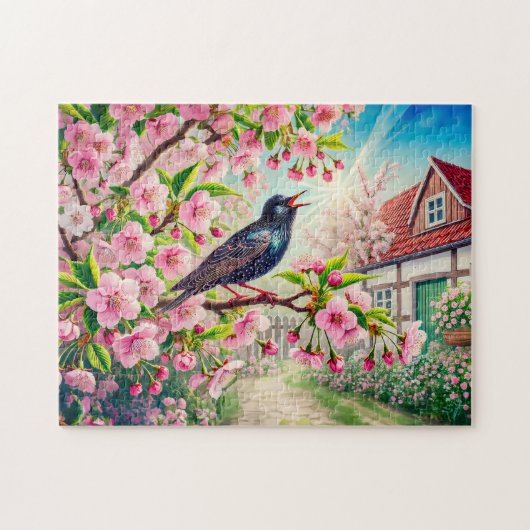 Ster zingt in kersenboom Illustratie Legpuzzel (Horizontaal)
