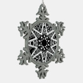 Ster zwart-wit design tin sneeuwvlok ornament (Links)
