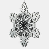 Ster zwart-wit design tin sneeuwvlok ornament (Rechts)