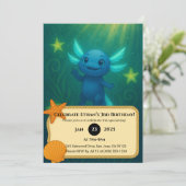 Sterblauwe Axolotl Verjaardag Kaart (Staand voorkant)