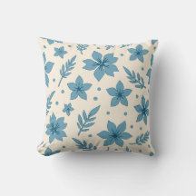 Sterbloemen en bladeren blauw creme