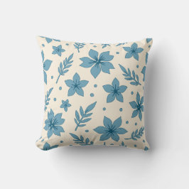 Sterbloemen en bladeren blauw creme kussen