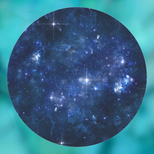 Steren aan donkere hemel, doe-het-zelf tekst kunst ronde sticker