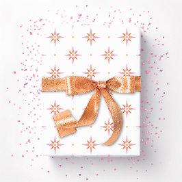 Steren en stippen in roze en oranje cadeaupapier