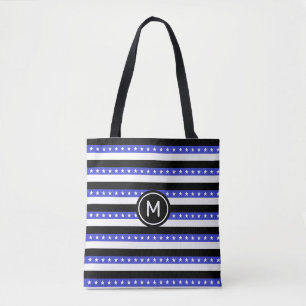 Steren en zwart blauw en witte strepen tote bag