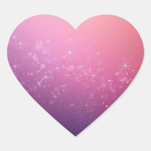 Steren In Roze Ruimte Hart Sticker (Voorkant)