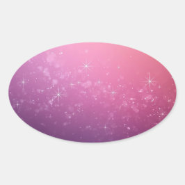 Steren In Roze Ruimte Ovale Sticker