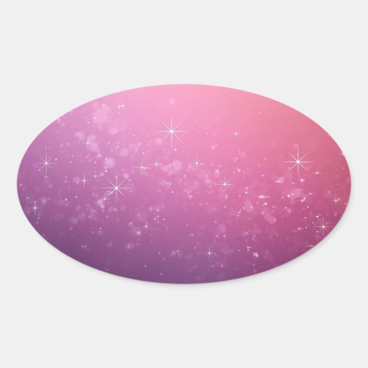 Steren In Roze Ruimte Ovale Sticker (Voorkant)