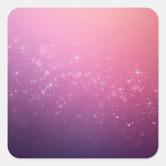 Steren In Roze Ruimte Vierkante Sticker (Voorkant)