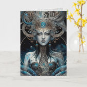 Steren, Melkweg, Vrouw die begroet/Notitiekaart Kaart (Gele Bloem)