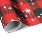 Steren op Buffalo Plaid Cadeaupapier (Rol Hoek)