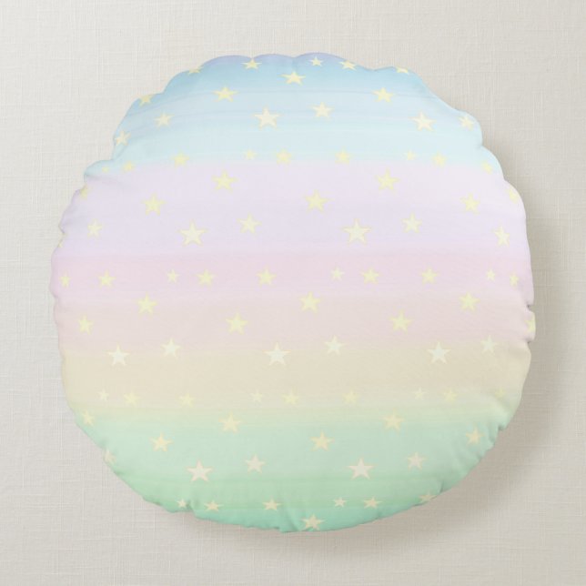 Steren op pastel kleurengradient rond kussen (Voorkant)