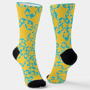 Steren, Sterren, Sterren in Turquoise en Geel Sokken