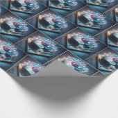 Stereo Platenspeler met dansende neonnoten Cadeaupapier (Hoek)