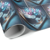 Stereo Platenspeler met dansende neonnoten Cadeaupapier (Rol Hoek)