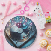 Stereo Platenspeler met Neon Notes Papieren Bordje (Feest)