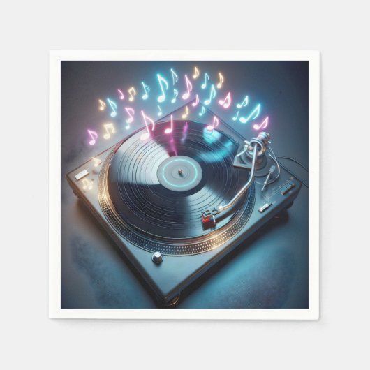 Stereo Platenspeler met Neon Notes Servet (Voorkant)