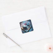 Stereo Platenspeler met Neon Notes Vierkante Sticker (Envelop)