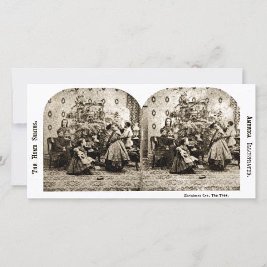  Stereoview - Kerstavond bij de Boom Feestdagenkaart (Voorkant)