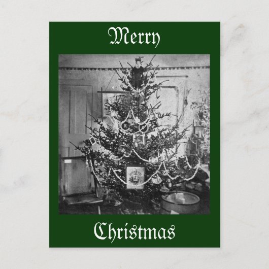 Stereoview Kerstboom Victoriaans 1800s  Feestdagenkaart (Voorkant)