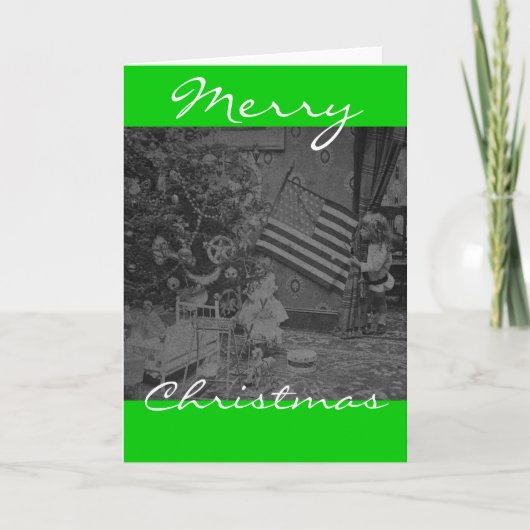 Stereoview - Patriottische Kerstmis circa 1901 Feestdagen Kaart (Voorkant)