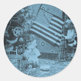 Stereoview - Patriottische Kerstmis circa 1901 Ronde Sticker