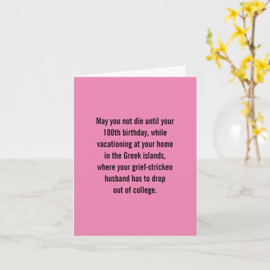 Sterf niet tot 100 op vakantie met jonge man kaart (Gele Bloem)