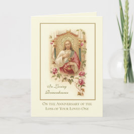 Sterfdag van een geliefde Heilige Hart Jezus Kaart