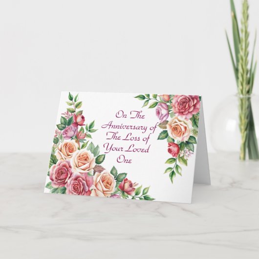 Sterfdag van Geliefde, Bloemen Kaart (Voorkant)