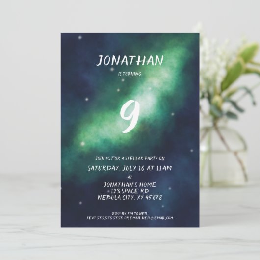 Sterfeest Uitnodiging Diepe Ruimte Sterren (Staand voorkant)