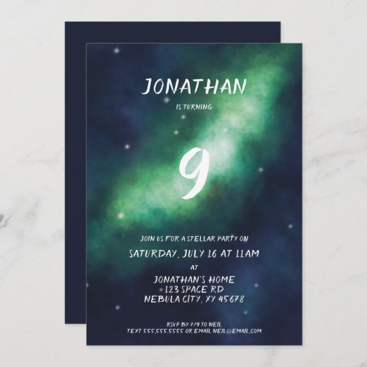 Sterfeest Uitnodiging Diepe Ruimte Sterren (Voorkant / Achterkant)