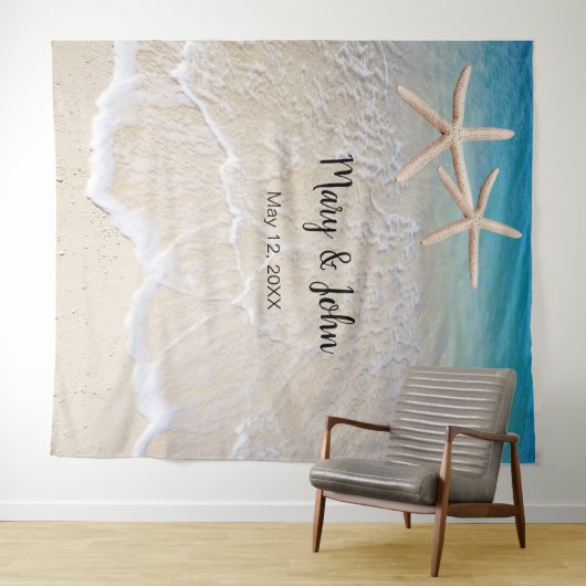 Sterfish Strand Trouw Foto Achtergrond Wandkleed (In Situ (horizontaal))