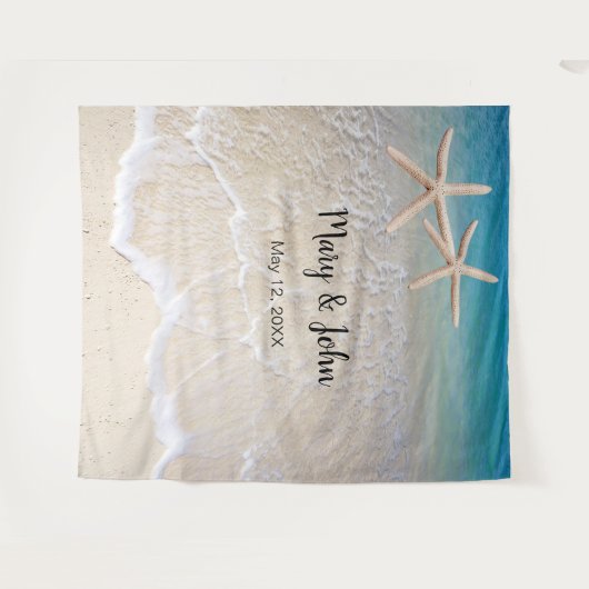 Sterfish Strand Trouw Foto Achtergrond Wandkleed (Voorkant (horizontaal))