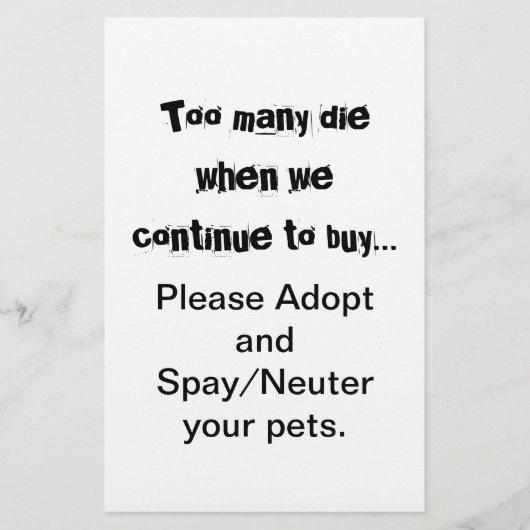 Steriliseer Castreren Adopteer Flyer (Voorkant)