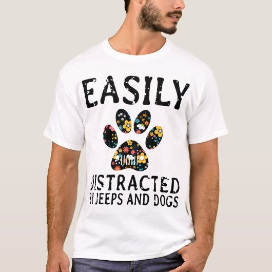 sterk afgeleid door jeep en honden t-shirts (Voorkant)