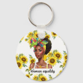 Sterk Afrikaans zwart vrouw, vrouw gelijkheid dag Sleutelhanger (Voorkant)