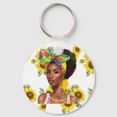 Sterk Afrikaans zwart vrouw, vrouw gelijkheid dag Sleutelhanger (Achterkant)