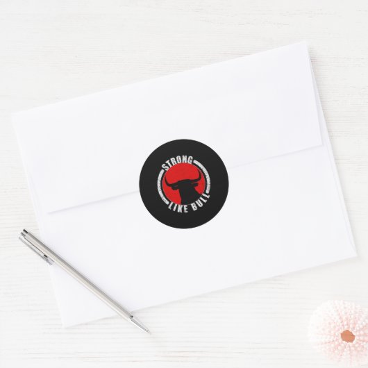 Sterk als Bull Bodybuilding en Power Lifting 2 Ronde Sticker (Envelop)