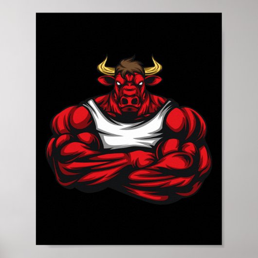 Sterk als Bull Bodybuilding Poster (Voorkant)
