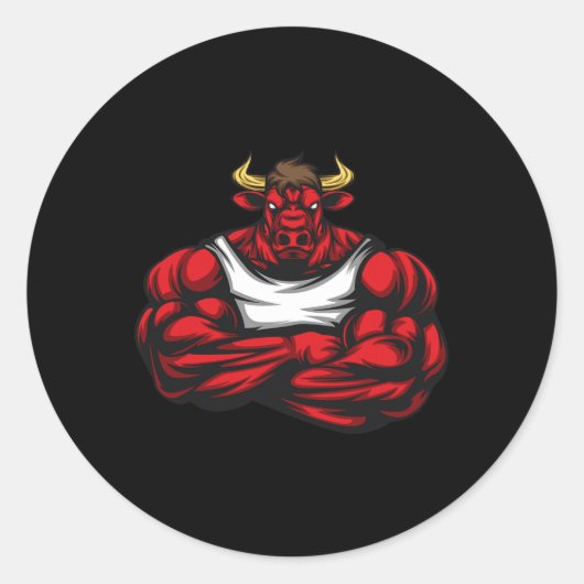 Sterk als Bull Bodybuilding Ronde Sticker (Voorkant)