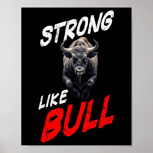 Sterk als Bull Powerlifting Bodybuilding Gym Poster (Voorkant)
