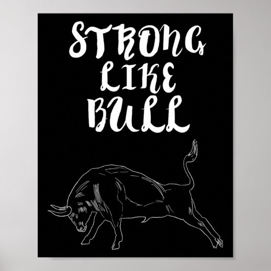 Sterk als Bull Powerlifting Bodybuilding Poster (Voorkant)