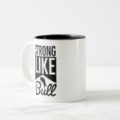Sterk als Bull - Routine voor werkuitgangen Tweekleurige Koffiemok (Voorkant links)