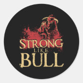 Sterk als een Bull Powerlift Bodybuilding 1 Ronde Sticker (Voorkant)