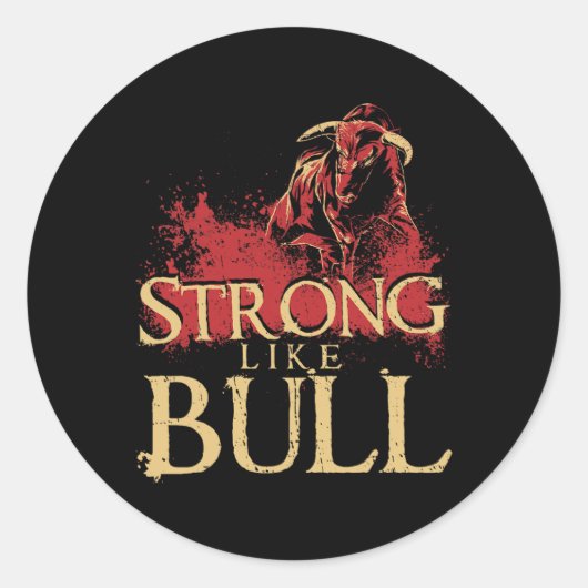 Sterk als een Bull Powerlift Bodybuilding 1 Ronde Sticker (Voorkant)