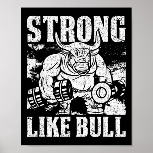 Sterk als een bull Powerlift Bodybuilding Poster (Voorkant)