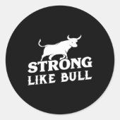 Sterk als een Bull Powerlifting Bodybuilding 3 Ronde Sticker (Voorkant)